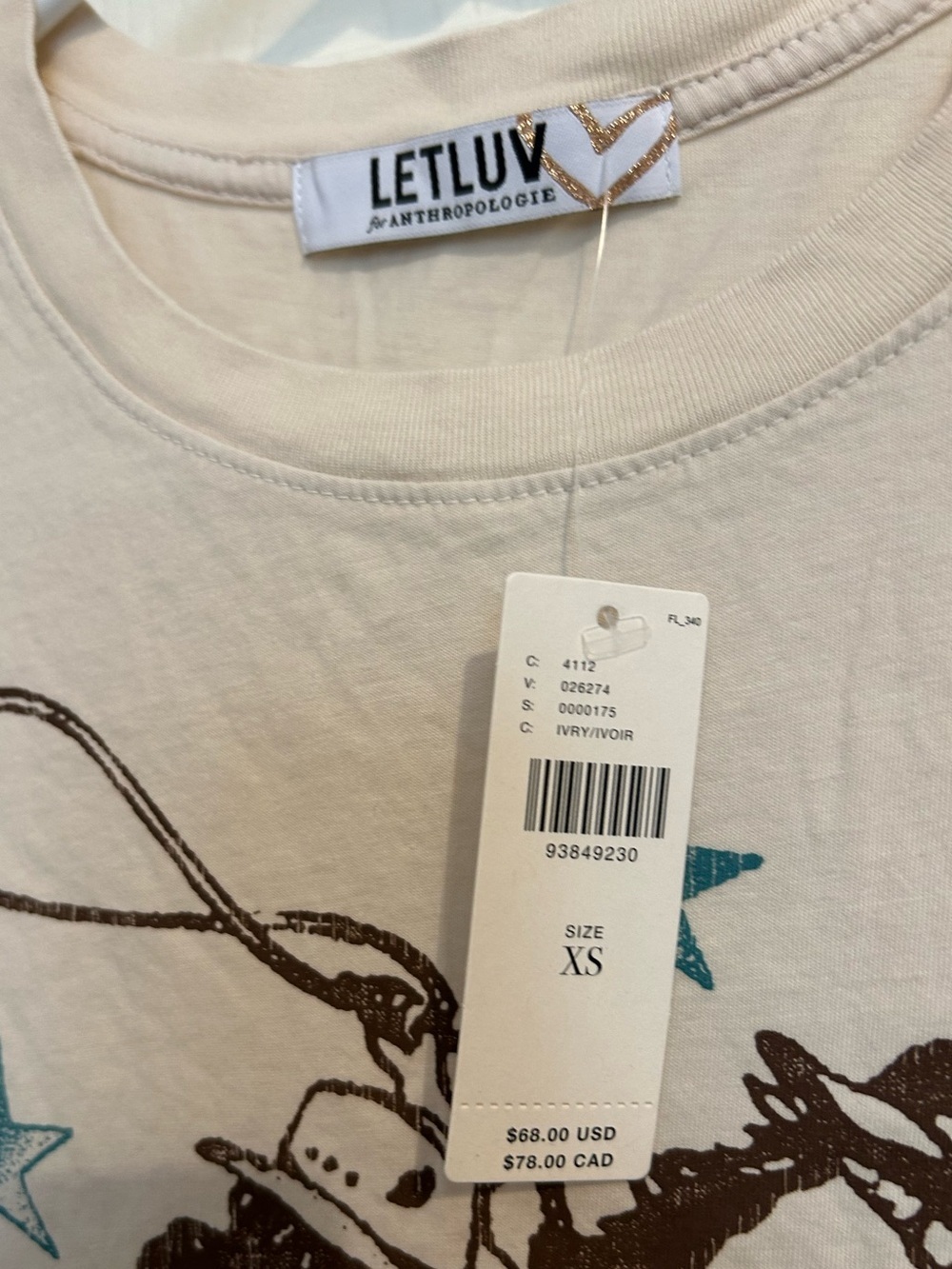 Anthropologie Letluv Western Horse & Cowgirl Tee XS nwt - Picture 3 of 5